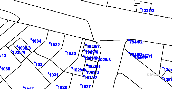 Parcela st. 1029/7 v KÚ Mělník, Katastrální mapa