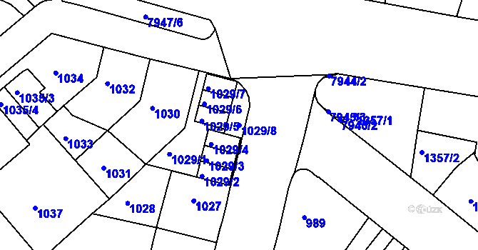 Parcela st. 1029/8 v KÚ Mělník, Katastrální mapa