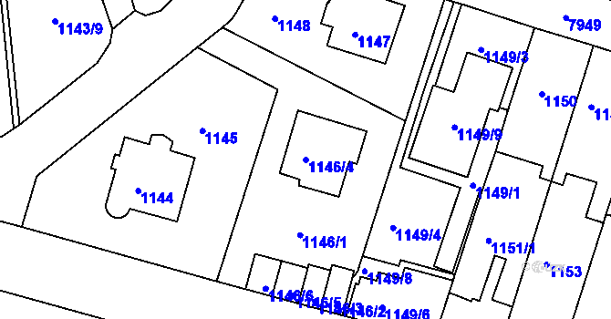 Parcela st. 1146/4 v KÚ Mělník, Katastrální mapa