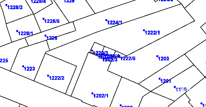 Parcela st. 1222/4 v KÚ Mělník, Katastrální mapa