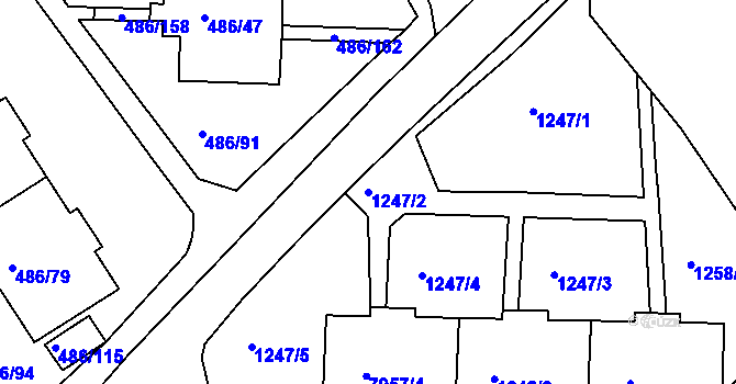 Parcela st. 1247/2 v KÚ Mělník, Katastrální mapa