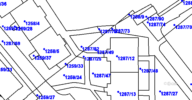 Parcela st. 1287/49 v KÚ Mělník, Katastrální mapa