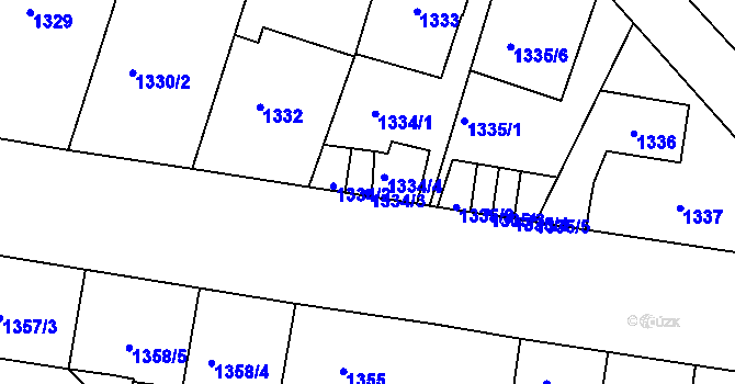 Parcela st. 1334/3 v KÚ Mělník, Katastrální mapa
