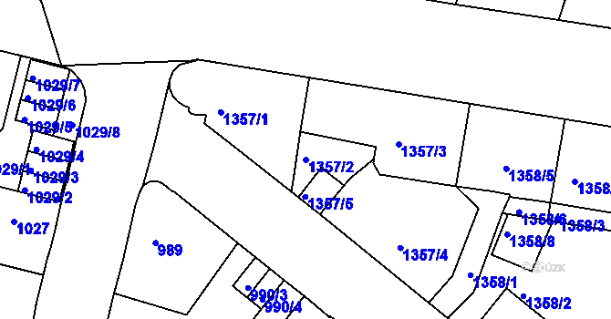 Parcela st. 1357/2 v KÚ Mělník, Katastrální mapa