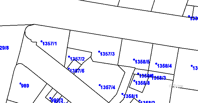 Parcela st. 1357/3 v KÚ Mělník, Katastrální mapa