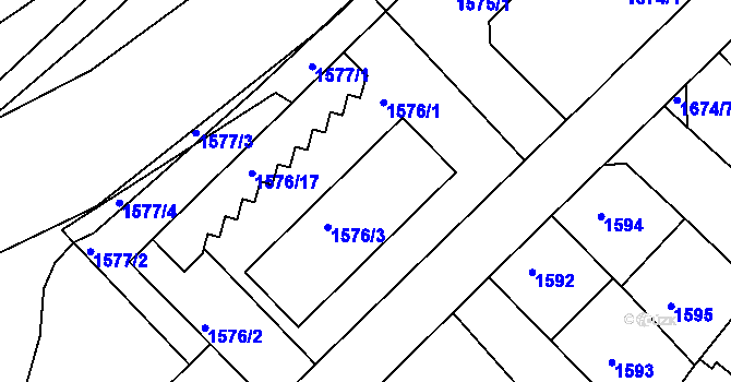 Parcela st. 1576/4 v KÚ Mělník, Katastrální mapa