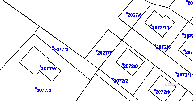 Parcela st. 2027/7 v KÚ Mělník, Katastrální mapa