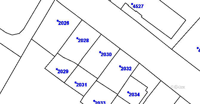 Parcela st. 2030 v KÚ Mělník, Katastrální mapa