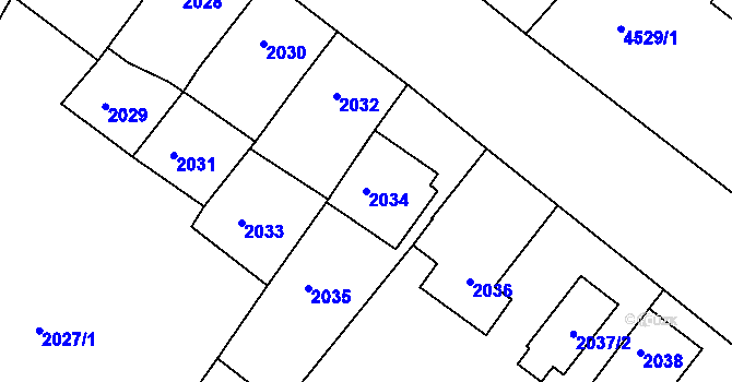 Parcela st. 2034 v KÚ Mělník, Katastrální mapa