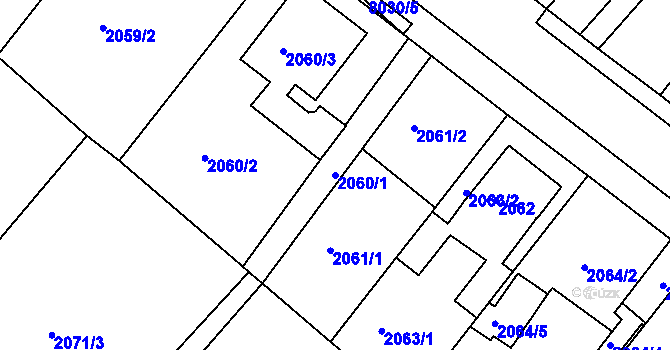 Parcela st. 2060/1 v KÚ Mělník, Katastrální mapa