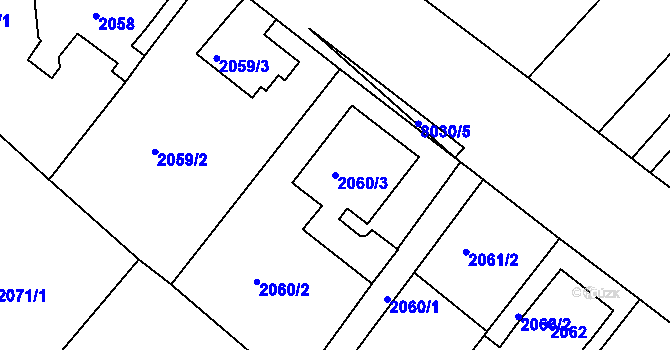 Parcela st. 2060/3 v KÚ Mělník, Katastrální mapa