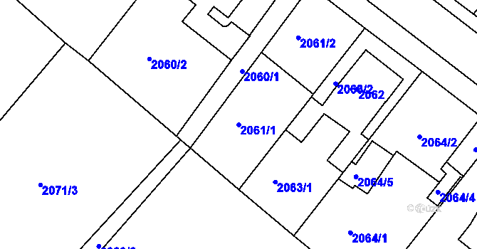 Parcela st. 2061/1 v KÚ Mělník, Katastrální mapa