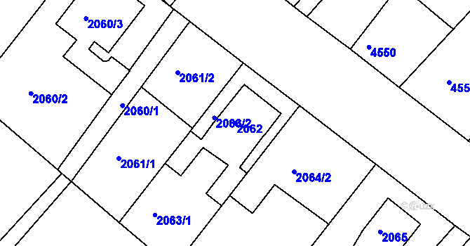 Parcela st. 2062 v KÚ Mělník, Katastrální mapa