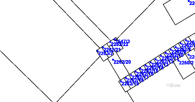 Parcela st. 2263/2 v KÚ Mělník, Katastrální mapa