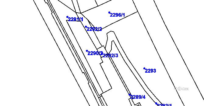 Parcela st. 2292/3 v KÚ Mělník, Katastrální mapa
