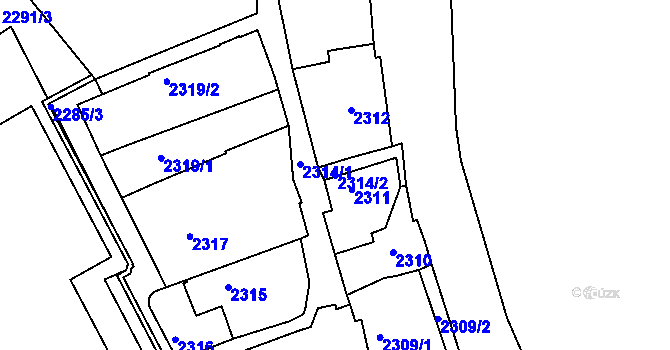 Parcela st. 2314/2 v KÚ Mělník, Katastrální mapa