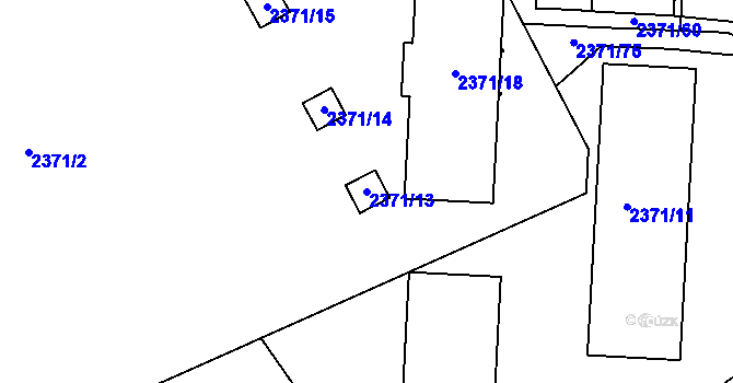 Parcela st. 2371/13 v KÚ Mělník, Katastrální mapa