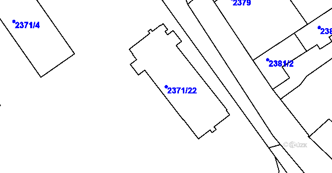 Parcela st. 2371/22 v KÚ Mělník, Katastrální mapa