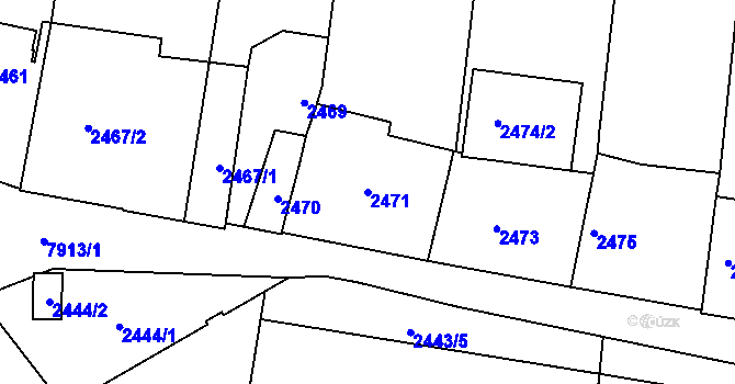 Parcela st. 2471 v KÚ Mělník, Katastrální mapa