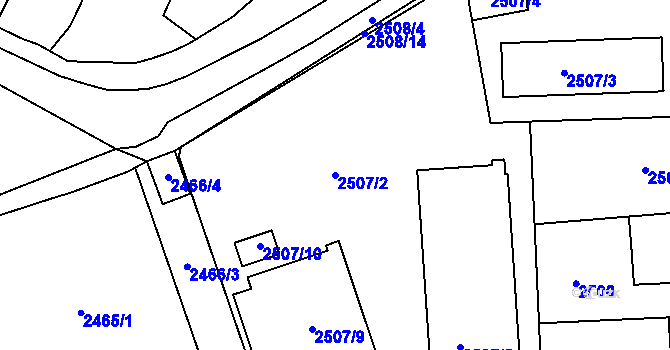 Parcela st. 2507/2 v KÚ Mělník, Katastrální mapa
