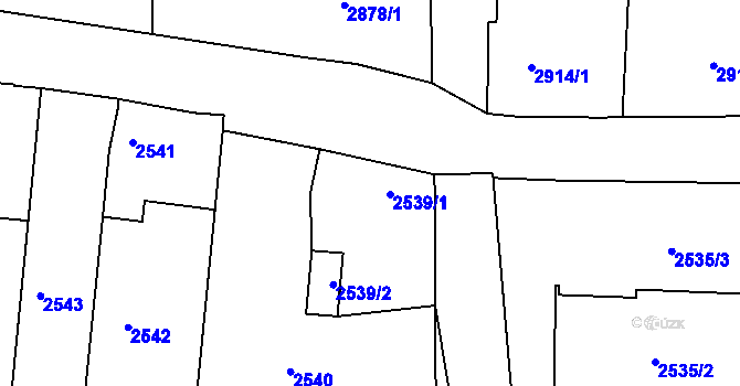 Parcela st. 2539 v KÚ Mělník, Katastrální mapa