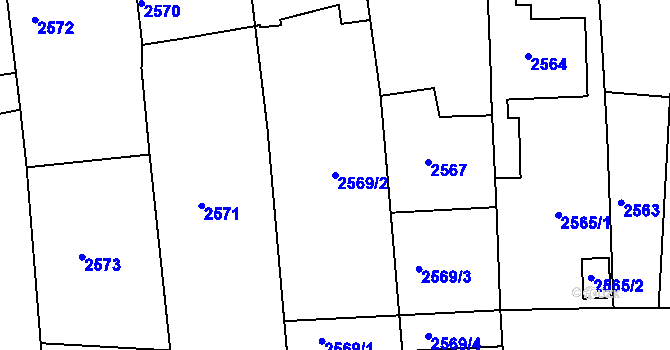 Parcela st. 2569/2 v KÚ Mělník, Katastrální mapa