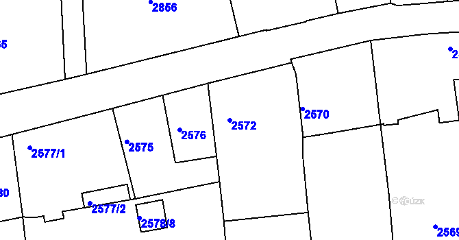 Parcela st. 2572 v KÚ Mělník, Katastrální mapa
