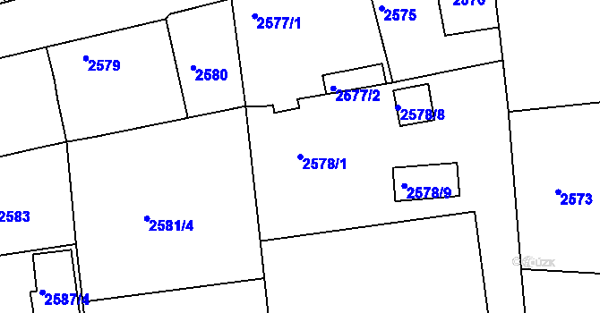 Parcela st. 2578/1 v KÚ Mělník, Katastrální mapa