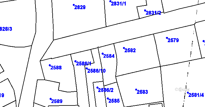 Parcela st. 2584 v KÚ Mělník, Katastrální mapa