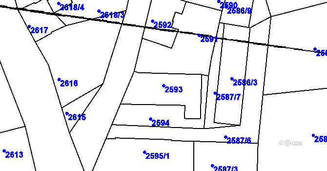 Parcela st. 2593 v KÚ Mělník, Katastrální mapa