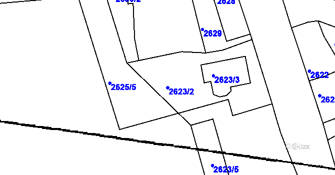 Parcela st. 2623/2 v KÚ Mělník, Katastrální mapa