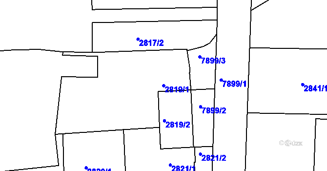 Parcela st. 2819/1 v KÚ Mělník, Katastrální mapa