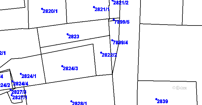 Parcela st. 2822/2 v KÚ Mělník, Katastrální mapa