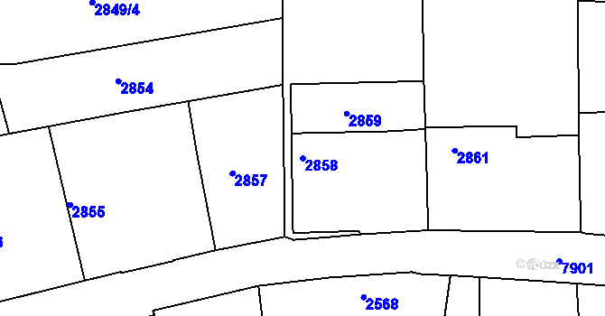 Parcela st. 2858 v KÚ Mělník, Katastrální mapa