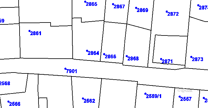 Parcela st. 2866 v KÚ Mělník, Katastrální mapa