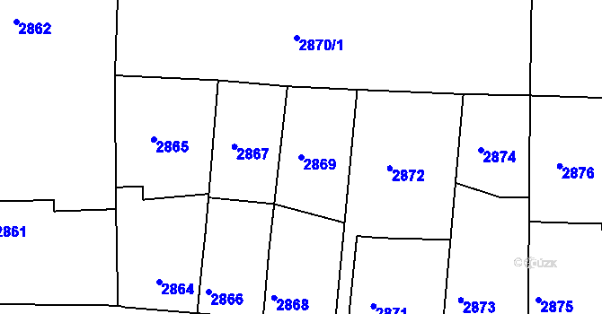 Parcela st. 2869 v KÚ Mělník, Katastrální mapa