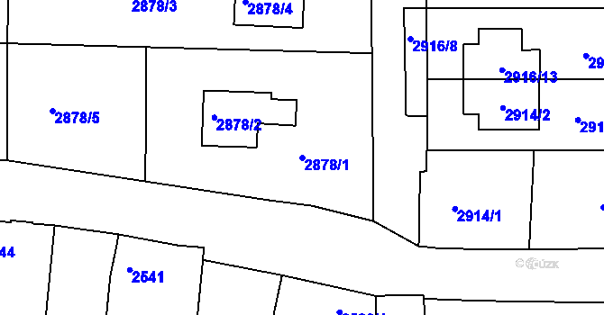 Parcela st. 2878/1 v KÚ Mělník, Katastrální mapa