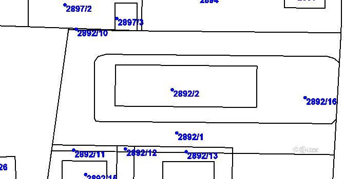 Parcela st. 2892/2 v KÚ Mělník, Katastrální mapa
