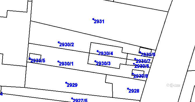 Parcela st. 2930/4 v KÚ Mělník, Katastrální mapa