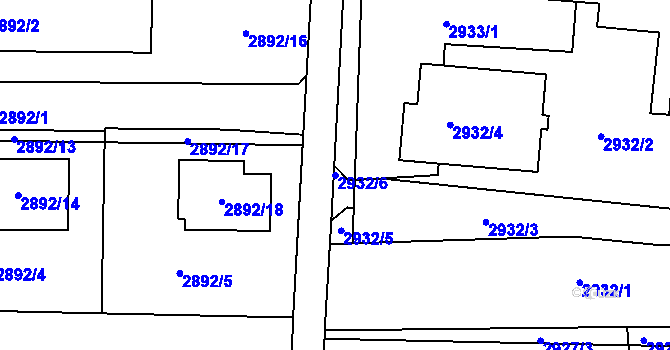 Parcela st. 2932/6 v KÚ Mělník, Katastrální mapa