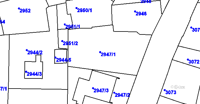 Parcela st. 2947/1 v KÚ Mělník, Katastrální mapa