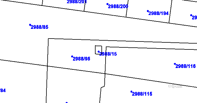 Parcela st. 2988/15 v KÚ Mělník, Katastrální mapa