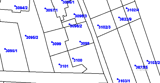 Parcela st. 3098 v KÚ Mělník, Katastrální mapa