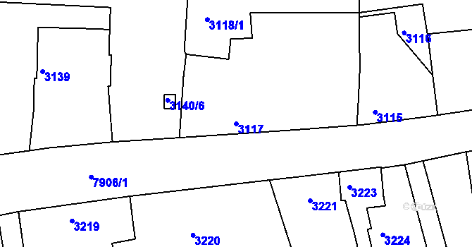 Parcela st. 3117 v KÚ Mělník, Katastrální mapa