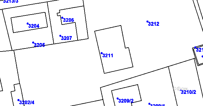 Parcela st. 3211 v KÚ Mělník, Katastrální mapa
