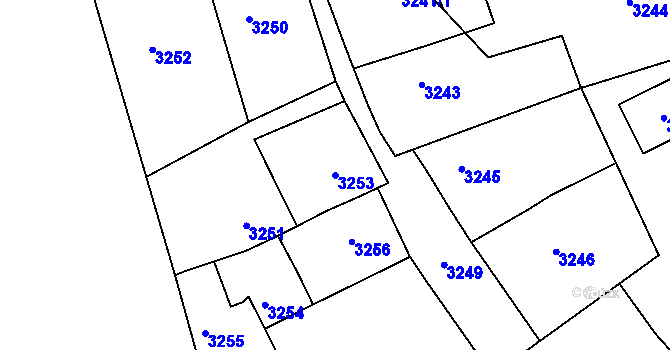 Parcela st. 3253 v KÚ Mělník, Katastrální mapa