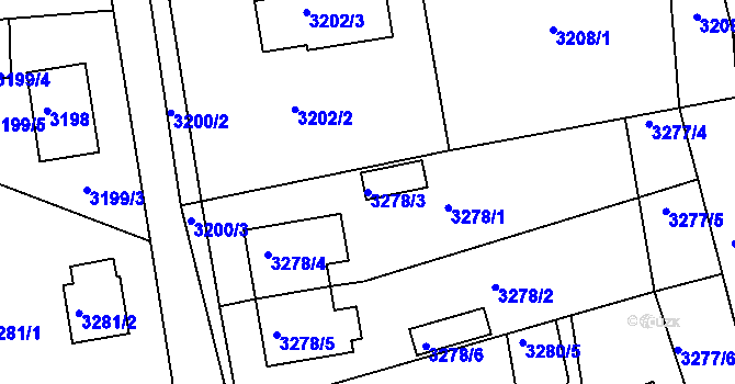 Parcela st. 3278/3 v KÚ Mělník, Katastrální mapa
