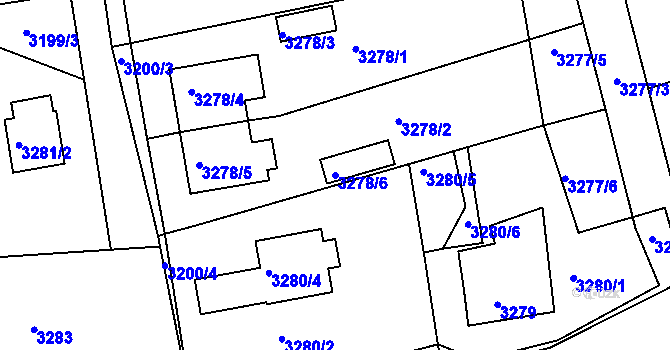 Parcela st. 3278/6 v KÚ Mělník, Katastrální mapa