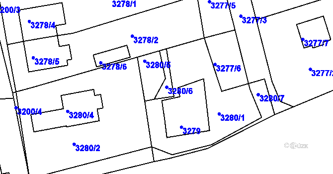 Parcela st. 3280/6 v KÚ Mělník, Katastrální mapa