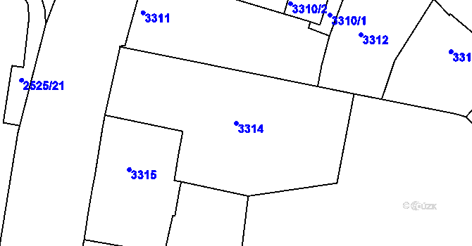 Parcela st. 3314 v KÚ Mělník, Katastrální mapa